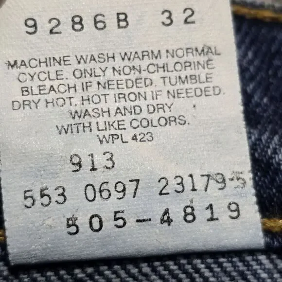 VTG Levi's 505 Jeans Mens Regular‎ Fit Straight Leg USA Made Blue *35x32 Actual - Picture 7 of 9
